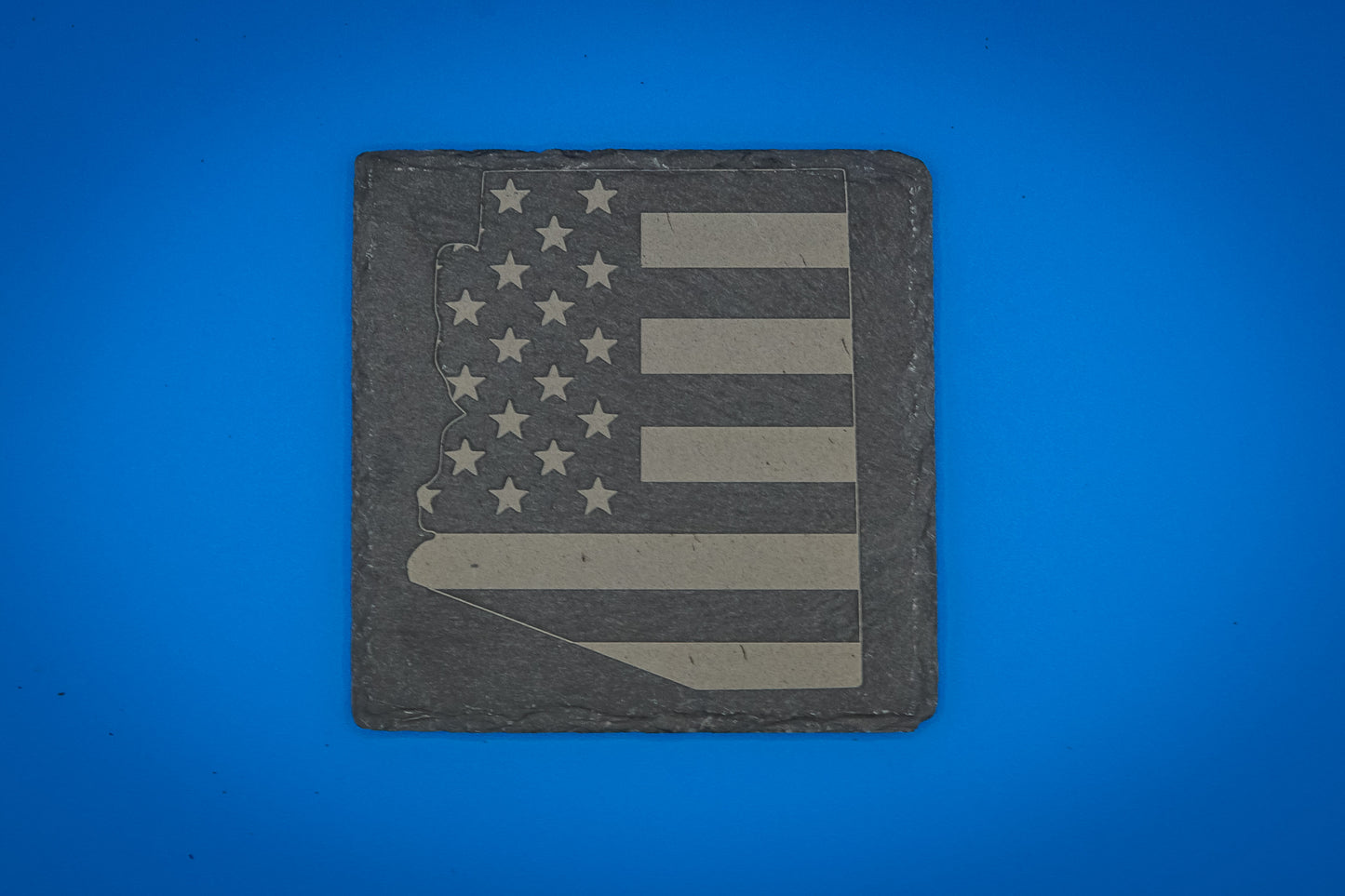Slate Coasters (Set of 2) | State-themed with American Flag | Custom Engraved with the States of Your Choice | "Home is Where You Fly Your Flag!"