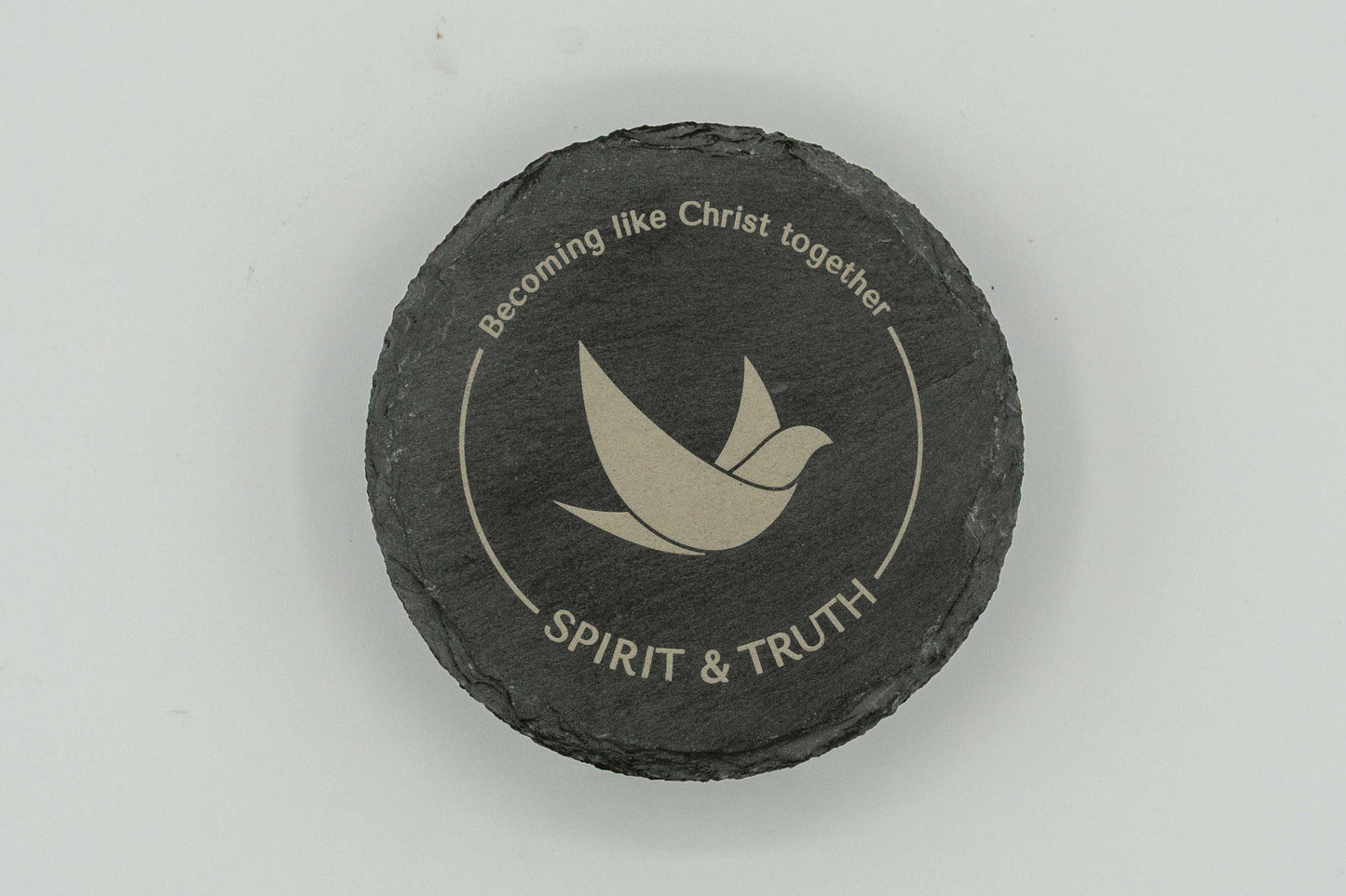 STF Logo "Becoming Like Christ Together" | Slate Coasters (Set of 4) | Round