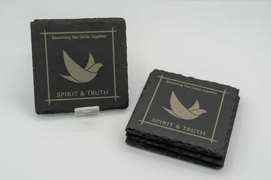 STF Framed Logo "Becoming Like Christ Together" | Slate Coasters (Set of 4) | Square