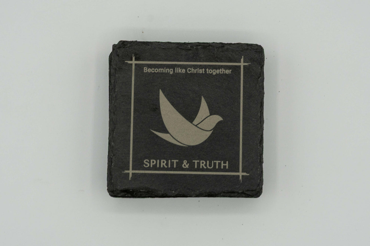 STF Framed Logo "Becoming Like Christ Together" | Slate Coasters (Set of 4) | Square