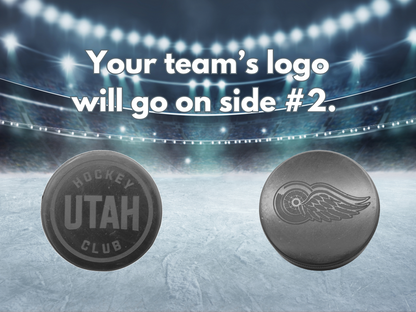Hockey Pucks, Custom Engraved | Team Set (22 pucks) | Personalized with Team Logo on one side; Name & Roster Number on the other