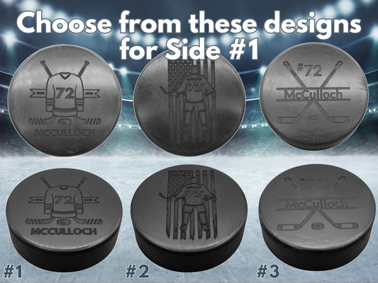 Hockey Pucks, Custom Engraved | Team Set (22 pucks) | Personalized with Team Logo on one side; Name & Roster Number on the other