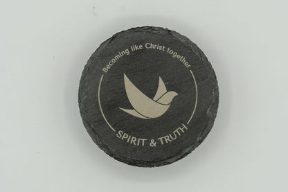 STF Logo "Becoming Like Christ Together" | Slate Coasters (Set of 4) | Round