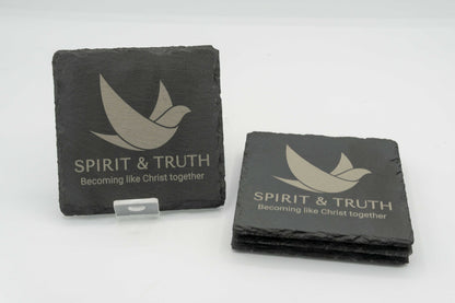 STF Logo "Becoming Like Christ Together" | Slate Coasters (Set of 4) | Square
