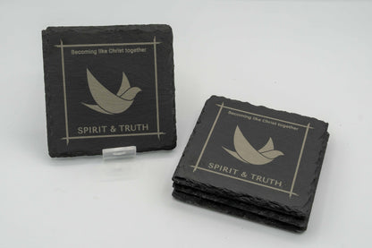 STF Framed Logo "Becoming Like Christ Together" | Slate Coasters (Set of 4) | Square