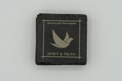 STF Framed Logo "Becoming Like Christ Together" | Slate Coasters (Set of 4) | Square