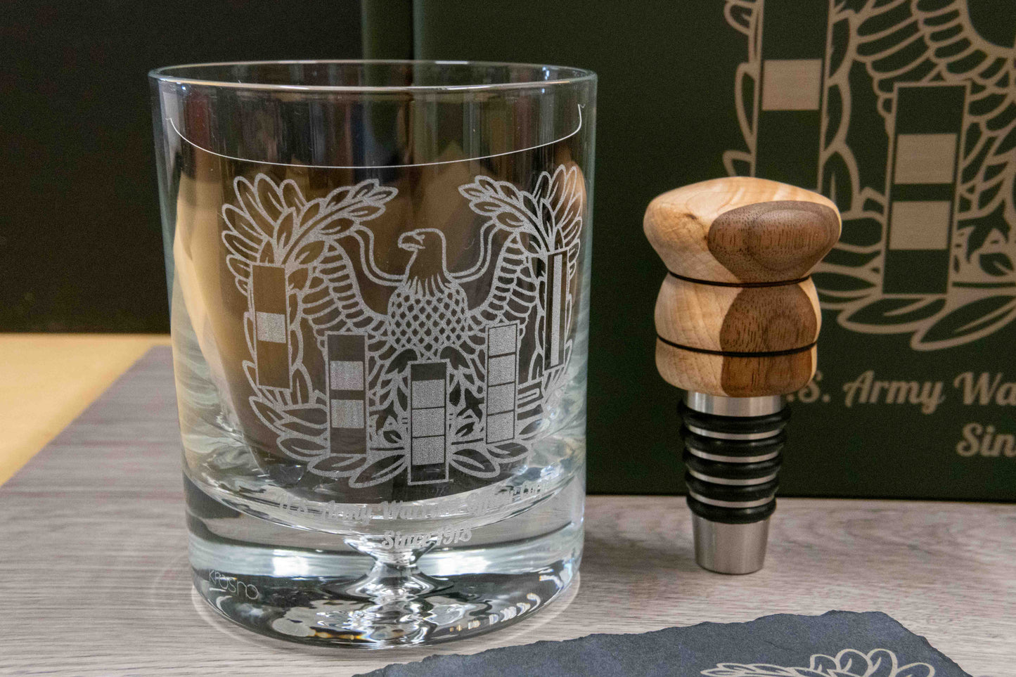 Whiskey Ammo Can Gift Set | Whiskey Glasses, Coasters, Bottle Stopper, and Stainless Steel Whiskey Stones ALL Custom Engraved & Personalized
